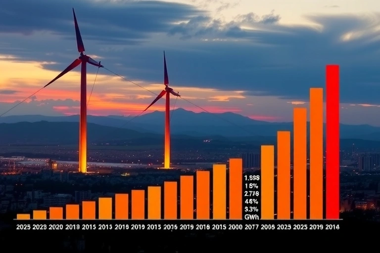 Detalle de indicadores económicos y contexto relacionado con: En octubre de 2025, Colombia vivió precisamente eso: un notable aumento en la creció demanda energía que alcanzó los 7,197.09 GWh, un salto del 2.44% frente a los 7,024.05 GWh del mismo mes un año antes.. Estilo foto editorial económica.