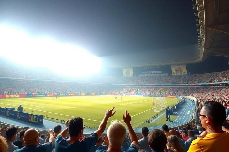 Afición y ambiente del estadio vinculado a: Este tanto, surgido de un preciso cabezazo tras un tiro libre convertido en centro letal, no solo revivió las esperanzas de las Raposas sino que marcó su segunda celebración en el fútbol brasileño desde su llegada en agosto procedente del Bournemouth.. Iluminación cinematográfica, bandera ondeando.
