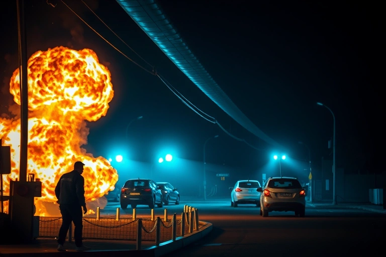 Ambiente judicial y contexto legal vinculado a: Este suceso, ocurrido el 22 de noviembre alrededor de las 4:30 de la tarde, involucró la detonación de un artefacto explosivo tipo tatuco lanzado contra el Batallón Especial Energético y Vial N.º 1 General Juan José Neira.. Iluminación cinematográfica, ambiente serio y profesional.